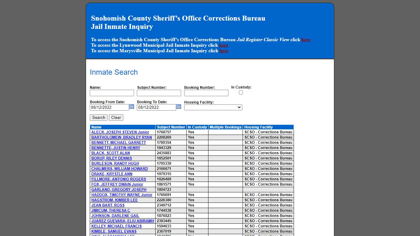 Inmate Search - Snohomish County, Washington Inmate Portal