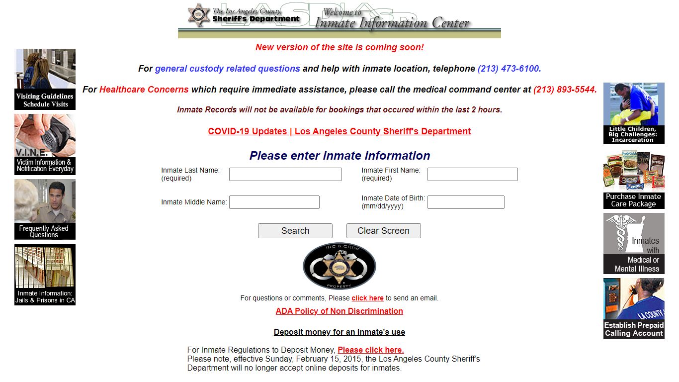 LASD Inmate Information Center - Inmate Search